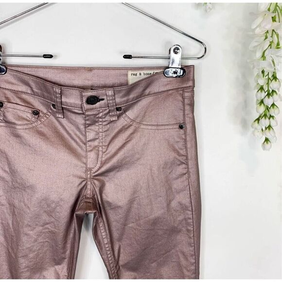 Rag & Bone rose metallic leggings skinny jeans size 27 excellent condition - Picture 3 of 8